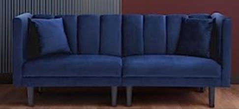 ERYE Navy Blue Convertible Futon Loveseat Sofabed, 2 Seaters Velvet Tufted Upholstered Sleeper Bed,3-in-1 Love Seat Sofa & Couch Soft Cushions Daybed W/Split Reclining Backrest & High Armrest.  2 of 2 only incomplete 