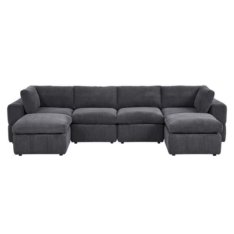 6 - Piece Upholstered Sectional. gray