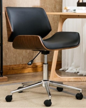 Porthos Home Dove Office Chair, PU Leather Upholstery, 360-degree Swivel, Adjustable Seat Height, Sturdy Chrome Base with Roller Casters (for Home Studios and Small Offices)