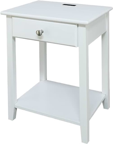 Casual Home Owl White Night Stand with USB Port