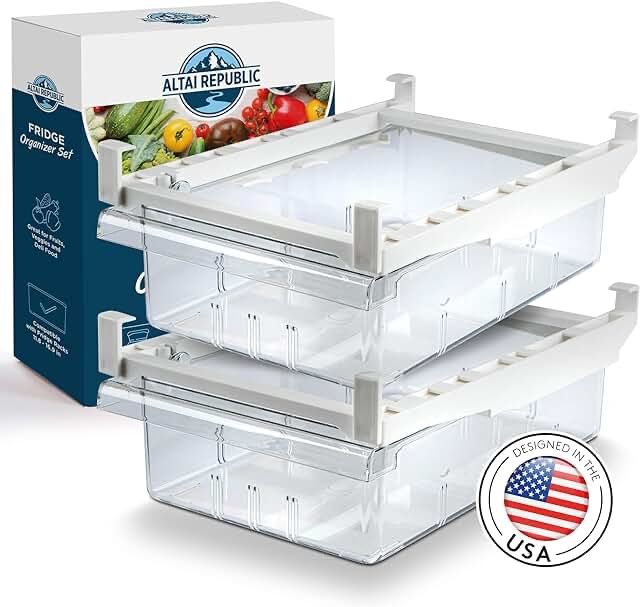 Tupac fridge drawer organizer bins