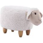 Critter Sitters 15" Seat Height Plush Animal Shape Ottoman Furniture for Nursery, Bedroom, Playroom & Living Room Decor (White Sheep)