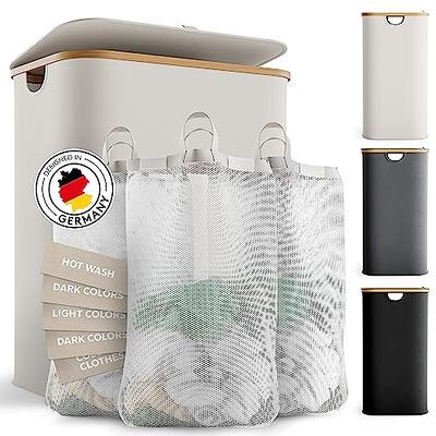 EDELFELD - Laundry Hamper with Lid [150L] - Collapsible Laundry Basket with Lid and 3 Sections - Large Hampers for Laundry with Removable Washing Bags - Freestanding Clothes Hampers for Laundry- Grey