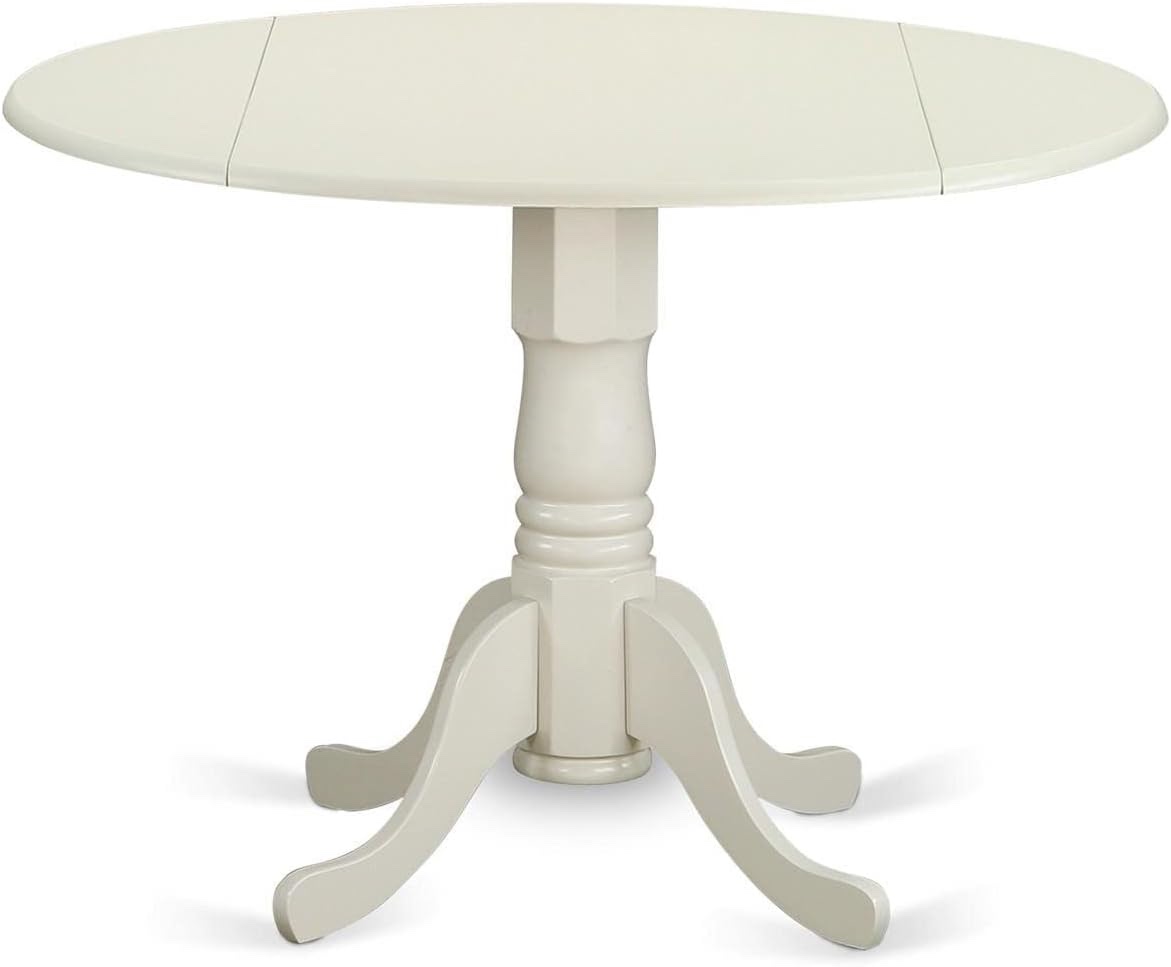 East West Furniture DLT-WHI-TP Dublin Modern Kitchen Table - a Round Dining Table Top with Dropleaf & Pedestal Base, 42x42 Inch, Linen White ( Incomplete, table top only )