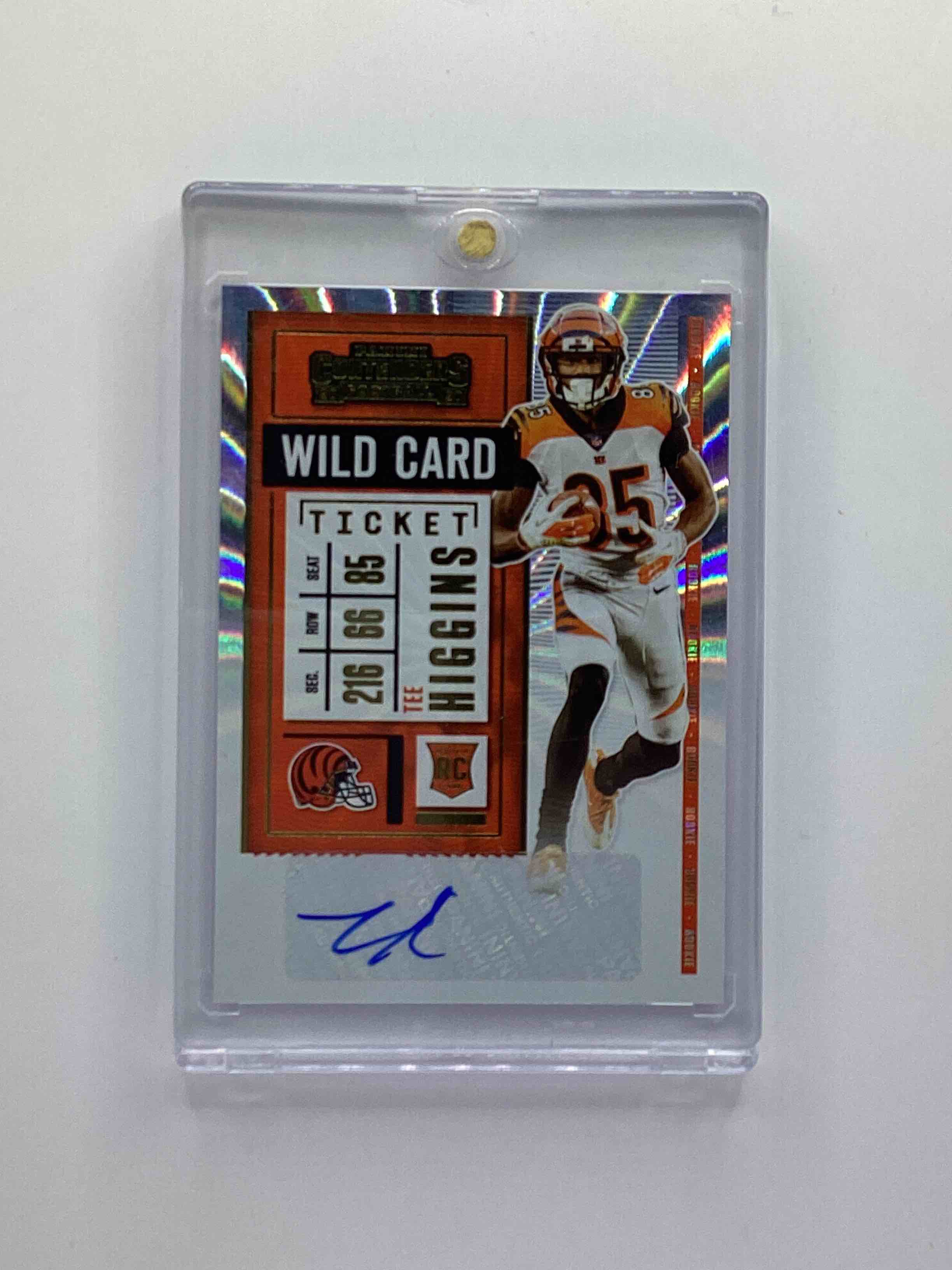 Tee Higgins Fan Wow!  Tee Higgins 2020 Rookie Authentic SIGNATURE Card, Panini Contenders Wildcard.  Your Chance To Own An Elite Tee Higgins Rookie Signature Card, Rare & Mint!  As Good As It Gets!