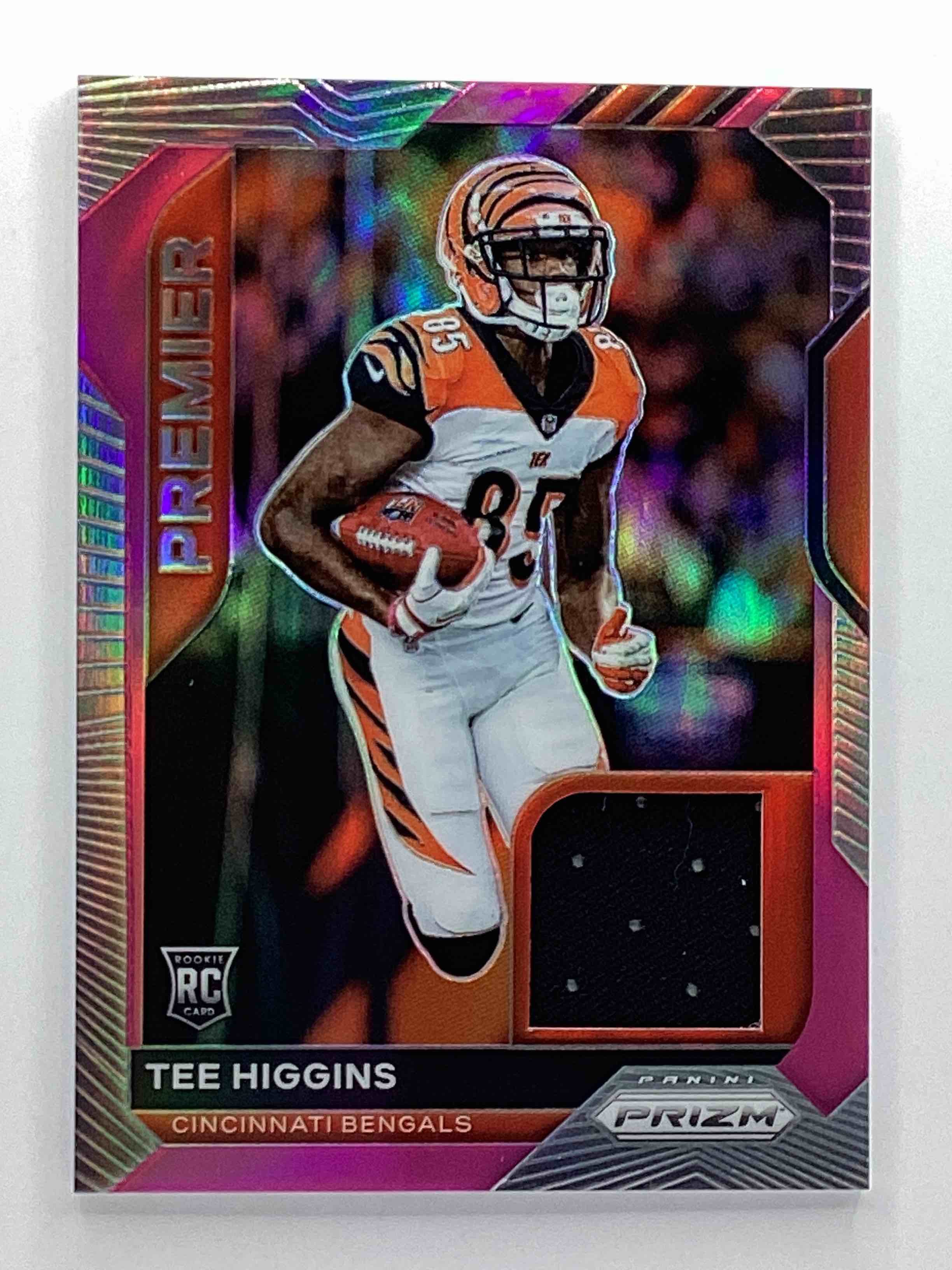 Tee Higgins Fans!  Two Awesome Rookie Cards, Tee Higgins 2020 Prizm Premier Jersey Patch & Luminance.  Both Rookies & Both Mint!