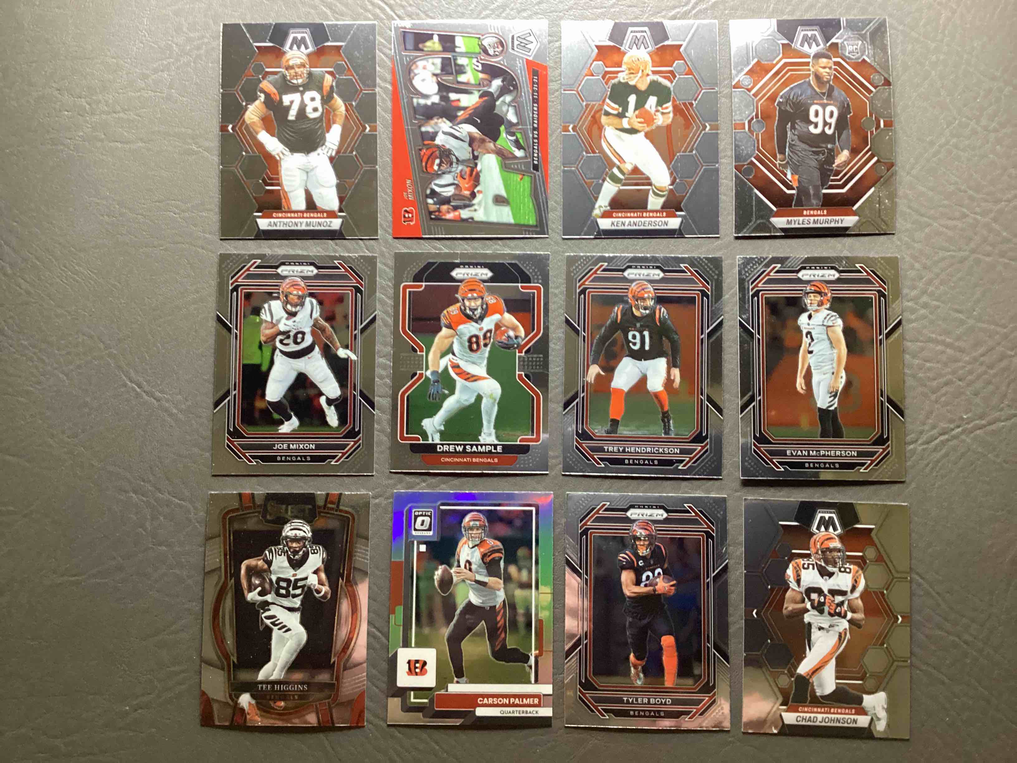 Who Dey Collectors!  12 Awesome Elite Bengals Cards, Prizm & Mosaic!  McPherson, Tee Higgins, Joe Mixon, Munoz & More!