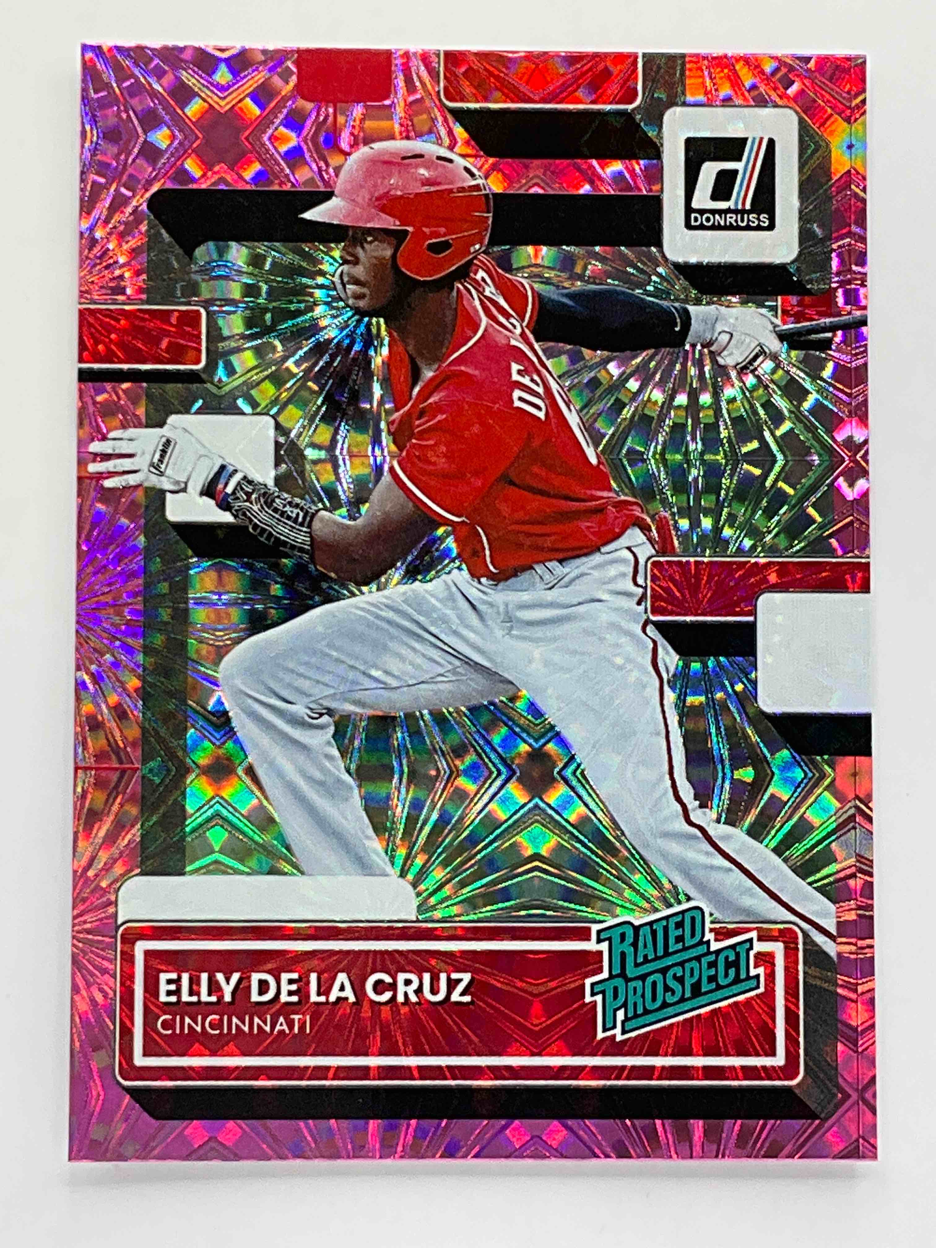 Wow!  Elly De La Cruz Rookies!  Two Amazing De La Cruz Rookie Cards, Donruss 2022 Pink Prizm Fireworks & Bowman Chrome!  Both Rookies & Both Mint!  Hard To Collect!