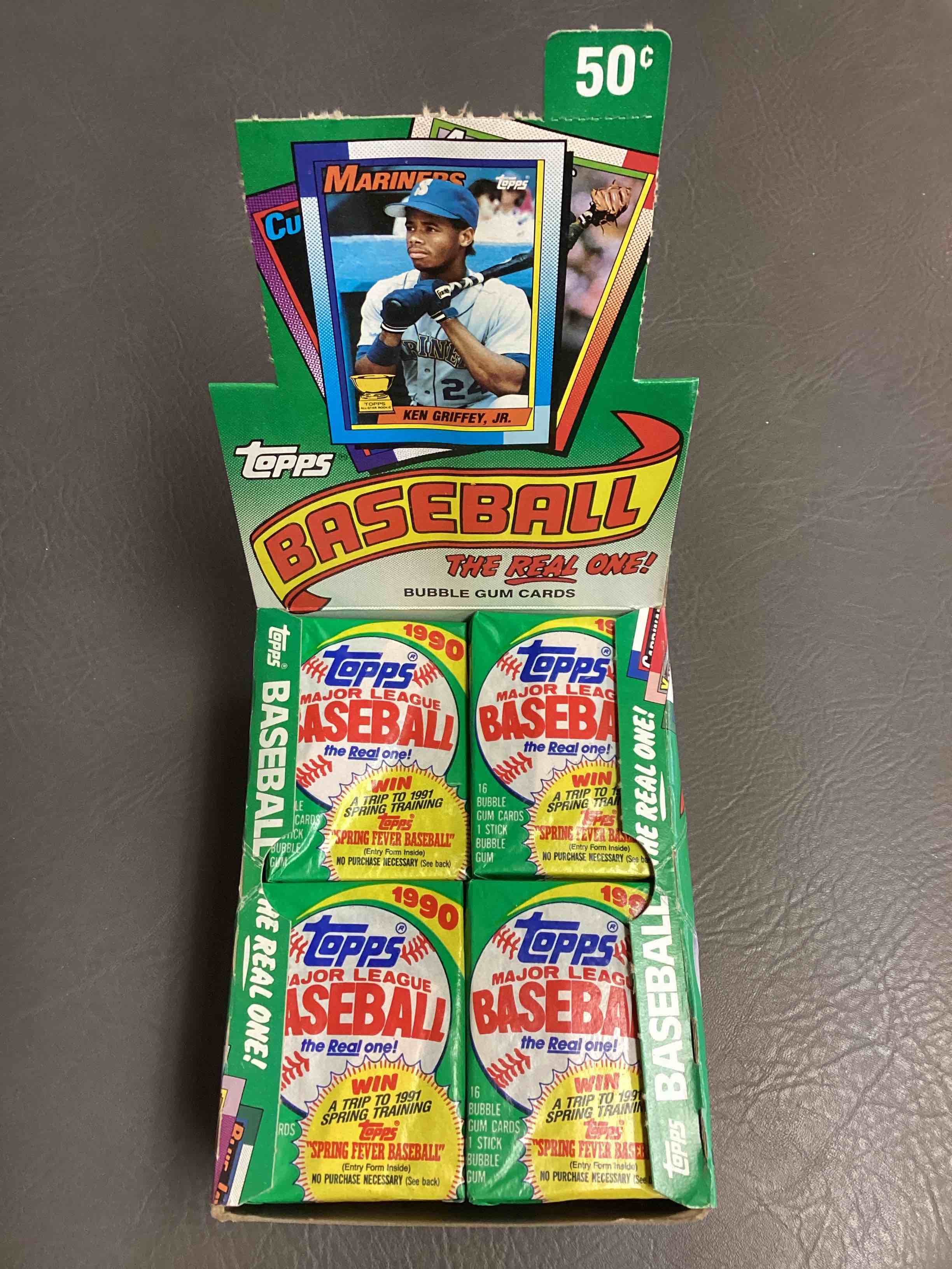 1990 Topps Baseball Unopened Wax Pack, Direct From Original Retail Case!  Search For “The Big Hurt” Frank Thomas Valuable Rookie & Error Cards (Error Cards Valued At $1,000 And Up!), & Early Ken Griffey Jr. All Star Rookie Card #336 (PSA 10 Value $350+) & So Much More!