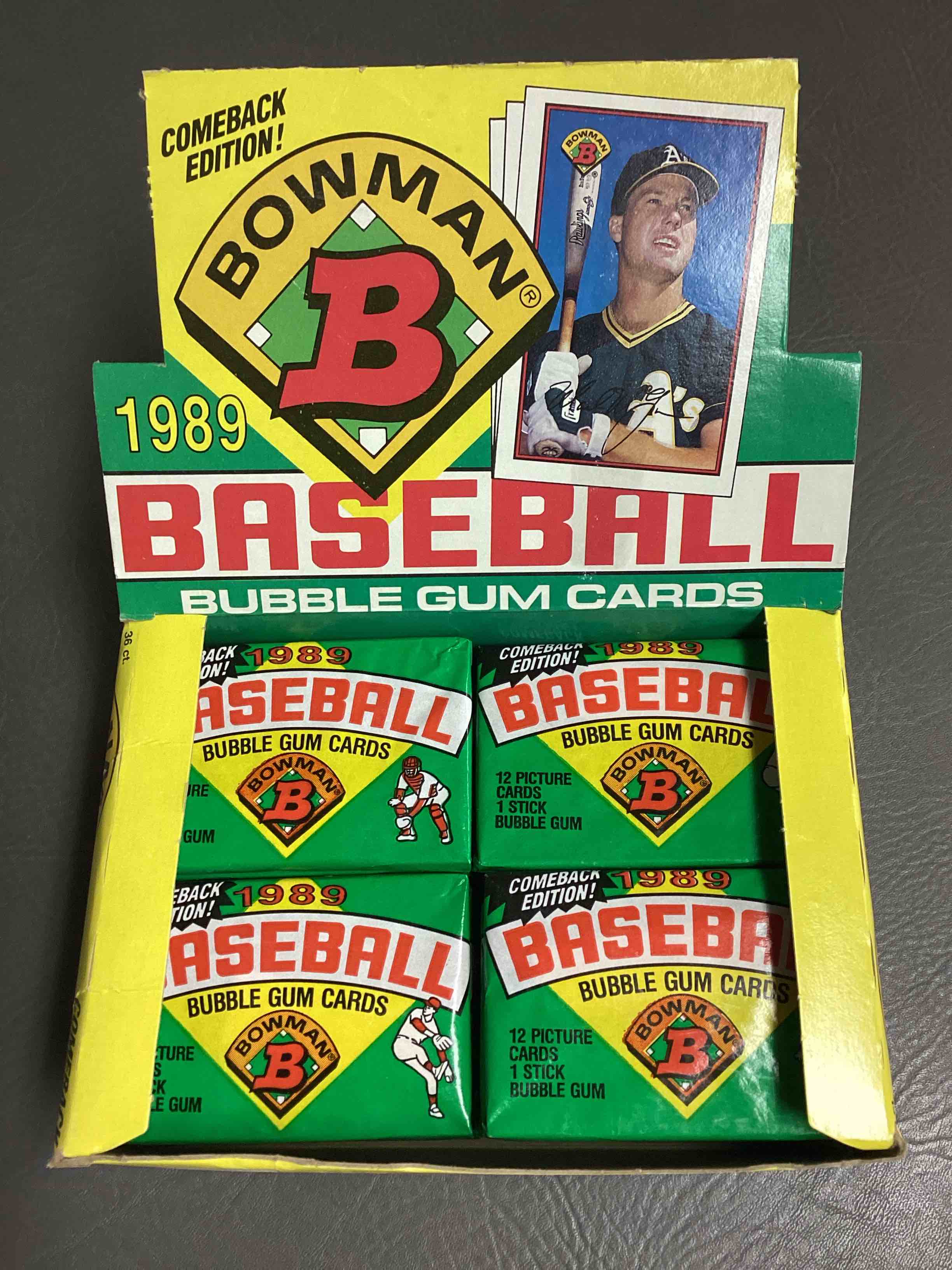 Here It Is!  1989 Bowman Unopened Wax Pack, Direct From Original Retail Case!  Search For The True 1989 Bowman Ken Griffey Jr. Rookie #220 (PSA 10 Value $275), Valuable Bo Jackson & Nolan Ryan Cards & Much More!  Sough after By Collectors As This Is Bowman’s Comeback Set After More Than 30 Years!  Excellent Condition!