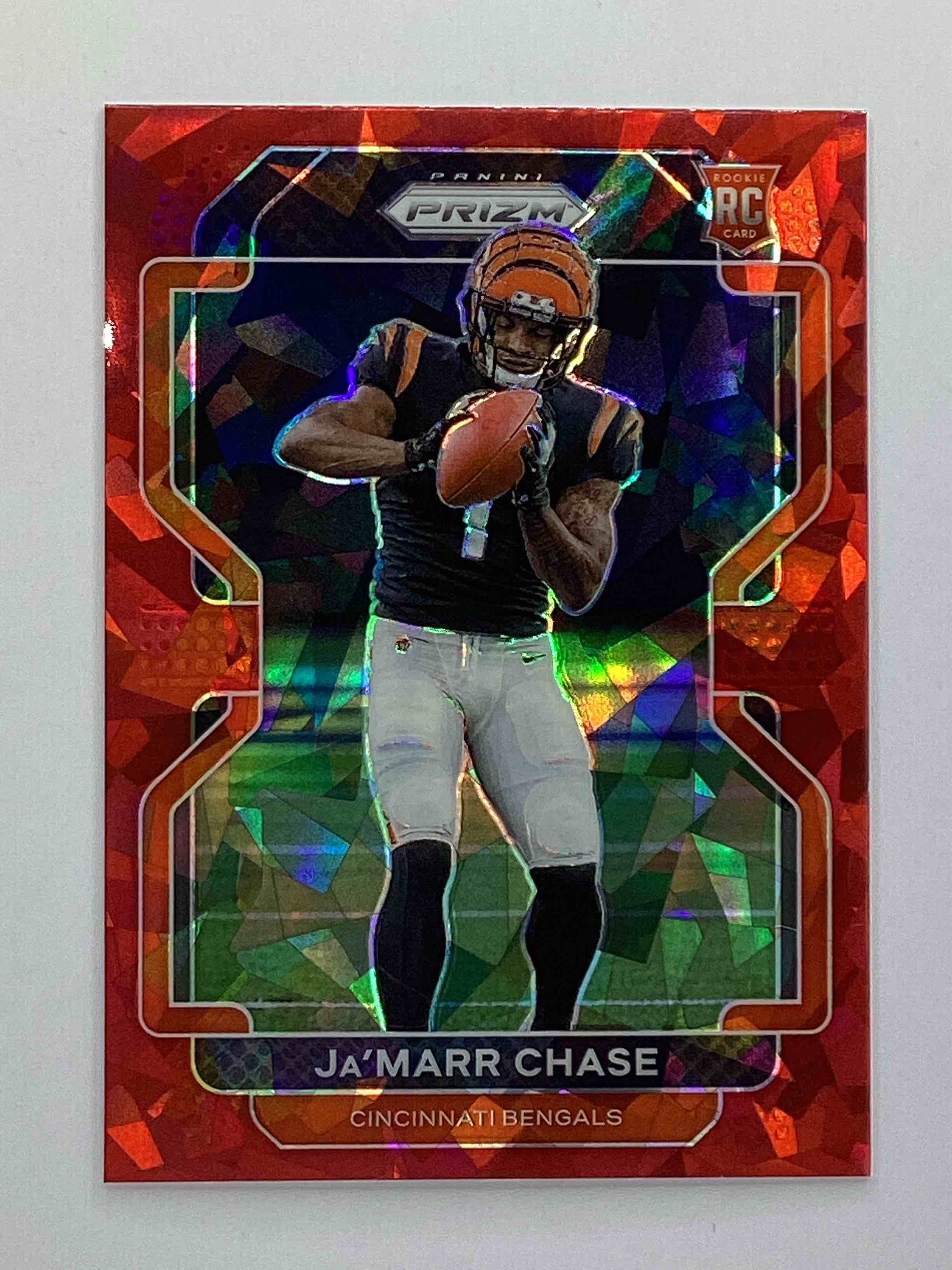 Wow!  Ja’ Marr Chase Elite & Rare Rookie Cards!  2021 Red Prizm CRACKED ICE, & Rookies & Stars Red Refractor Wave Crusade!  Both Gorgeous & Rare, Both Rookies & Both Mint!  