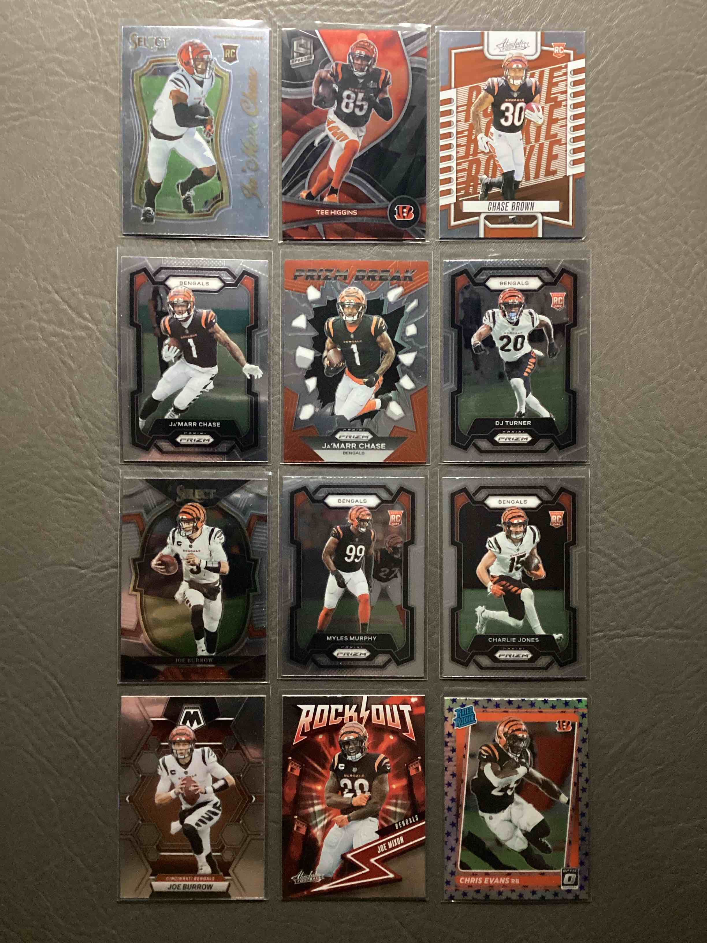 Who Dey!  12 Awesome Elite Bengals Cards!  Ja’ Marr Chase Rookie Select, Joe Burrow, Tee Higgins, Mixon, Chase, Rookies, Mosaics, Prizms & More!  All Mint!  