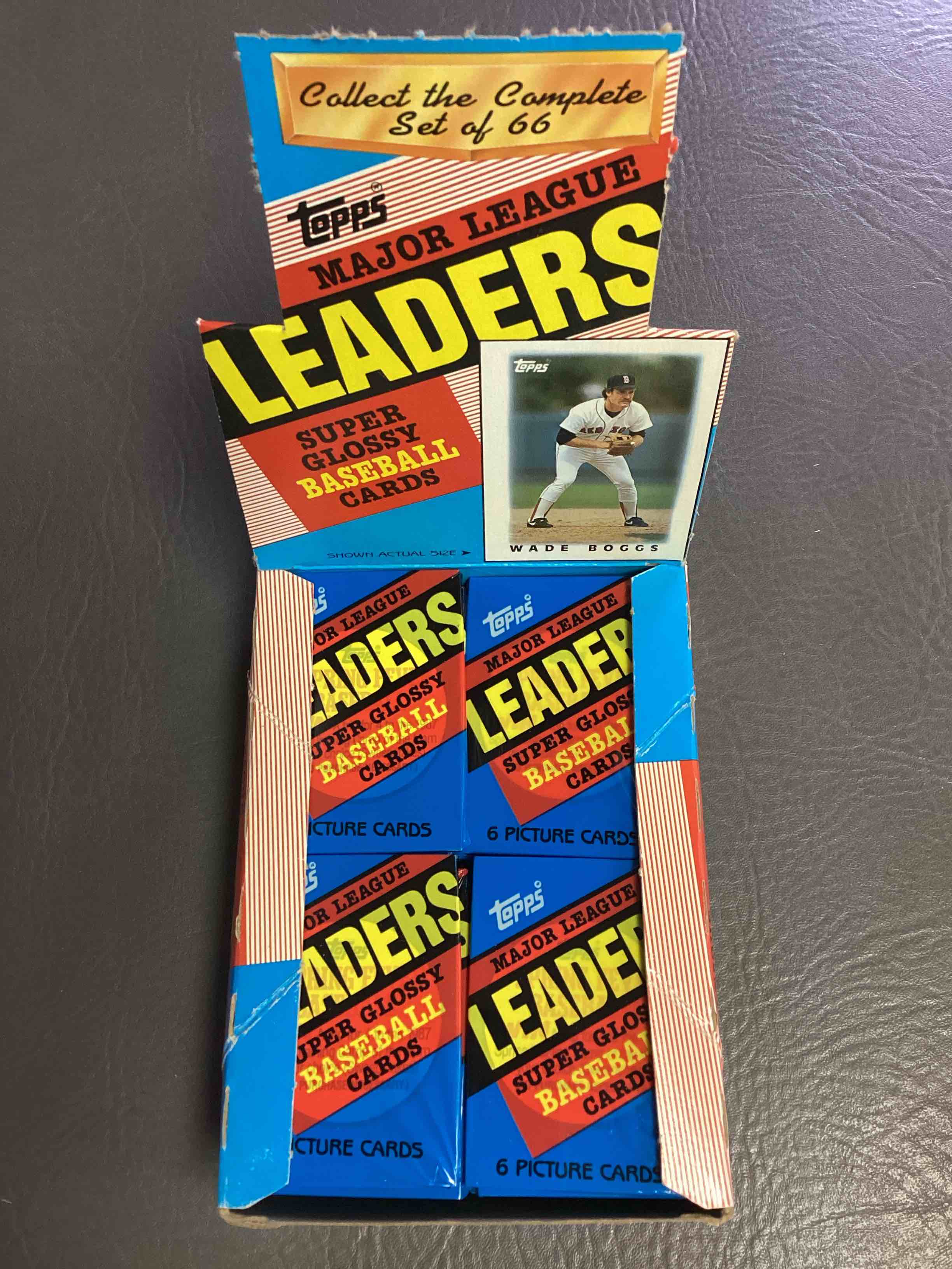 Ultra Rare!  1986 “MLB Leaders” Unopened Miniature Baseball Card Packs, 6 Cards Per Pack, Direct From Original Retail Case.  Super Rare, Impossible To Find!  Like New Condition!