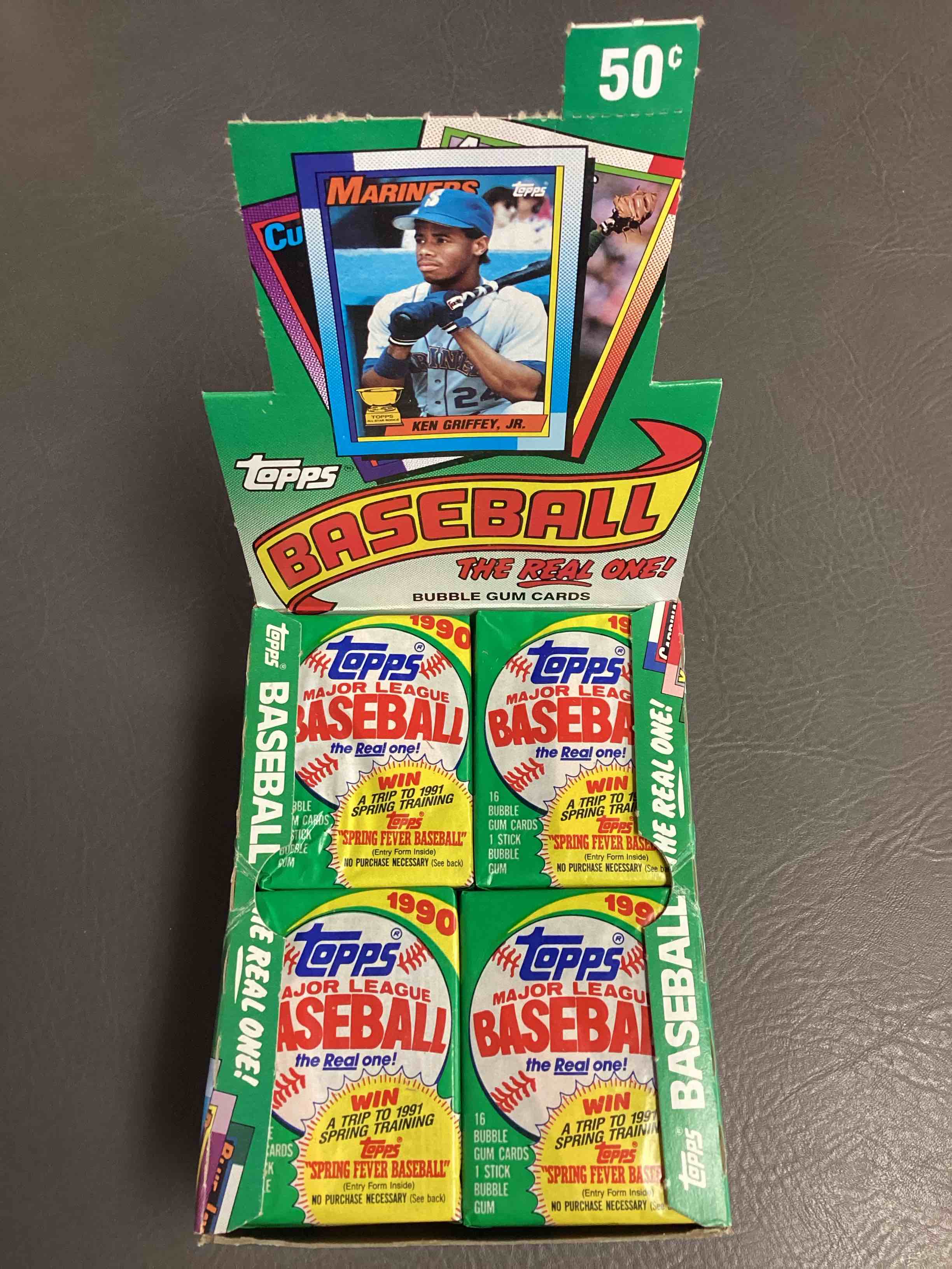 1990 Topps Baseball Unopened Wax Pack, Direct From Original Retail Case!  Search For “The Big Hurt” Frank Thomas Valuable Rookie & Error Cards (Error Cards Valued At $1,000 And Up!), & Early Ken Griffey Jr. All Star Rookie Card #336 (PSA 10 Value $350+) & So Much More!