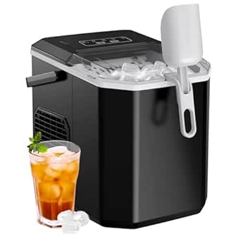 Silonn Ice Maker Countertop, 9 Cubes Ready in 6 Mins, 26lbs in 24Hrs, Self-Cleaning Ice Machine with Ice Scoop and Basket, 2 Sizes of Bullet Ice for Home Kitchen Office Bar Party