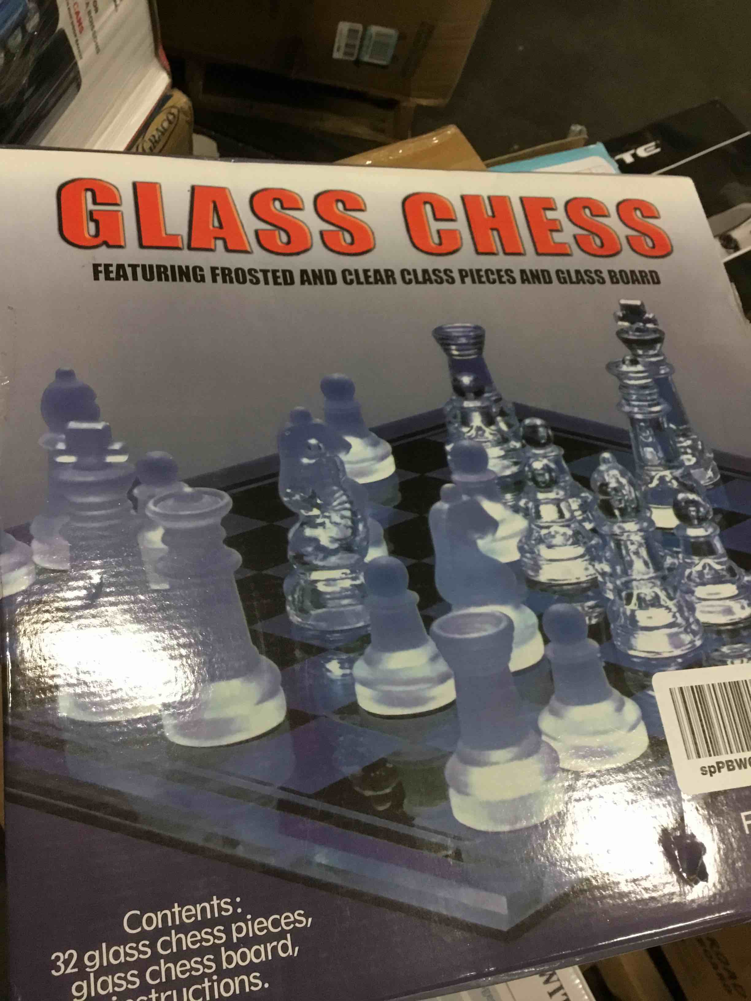14 Inche Glass Chess Set Glass Board with Frosted and Clear Pieces Felted Bottom for Adult and Teens
