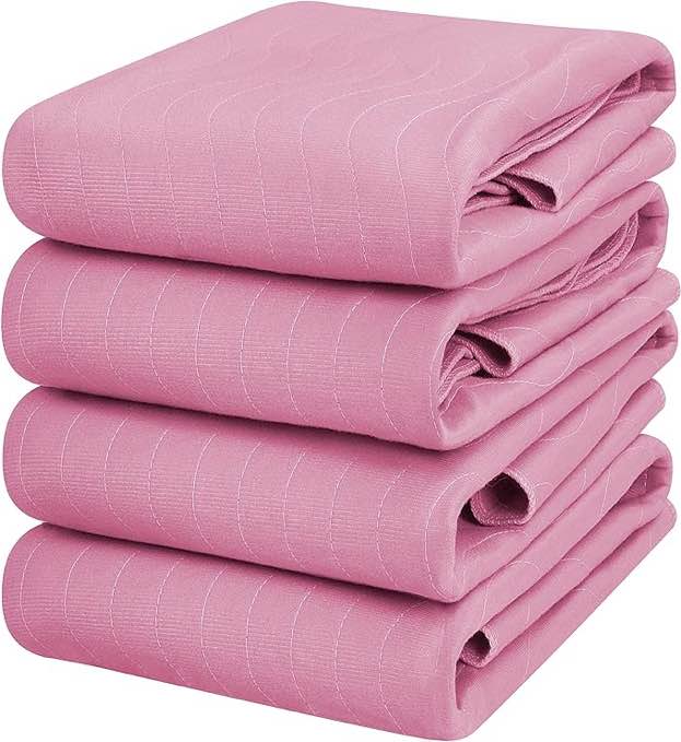 Utopia Bedding Waterproof Incontinence Pads Quilted Washable & Absorbent Bed Pad for Adults and Kids 34 x 52 inches (Pack of 4, Pink)