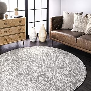 nuLOOM transitional floral Jeanette 6’ round area rug, gray