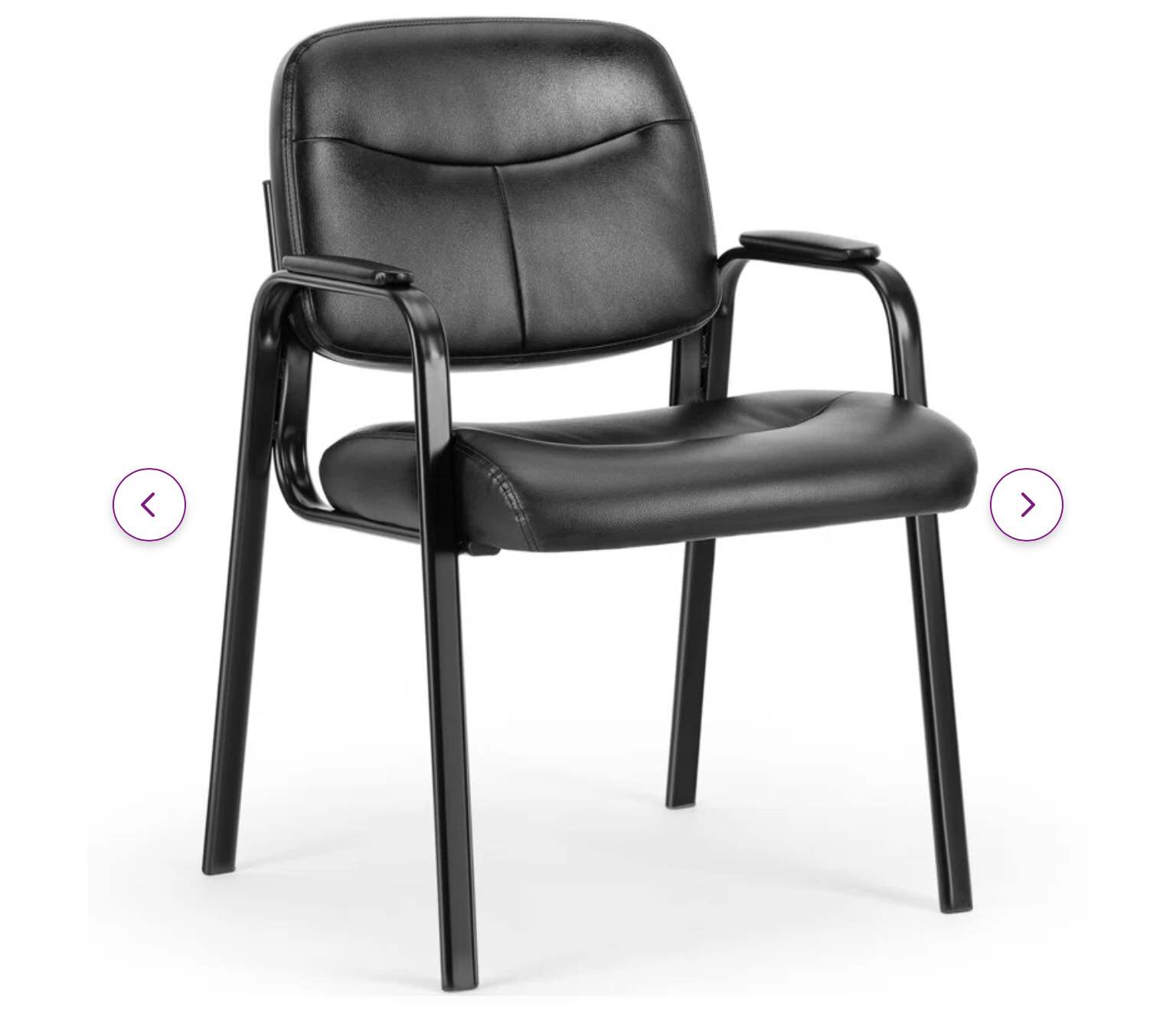 Stackable Leather Seat Waiting Room Chair with Metal Frame, black 