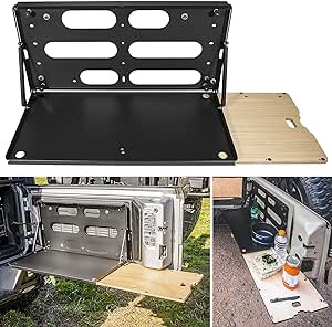 E-cowlboy Drop Down Tailgate Table for 2007-2022 Jeep Wrangler JK JKU JL JLU Unlimited Sports Freedom Sahara Rubicon Rear Door Foldable Table Cargo Shelf Storage Cargo Luggage Holder Carrier