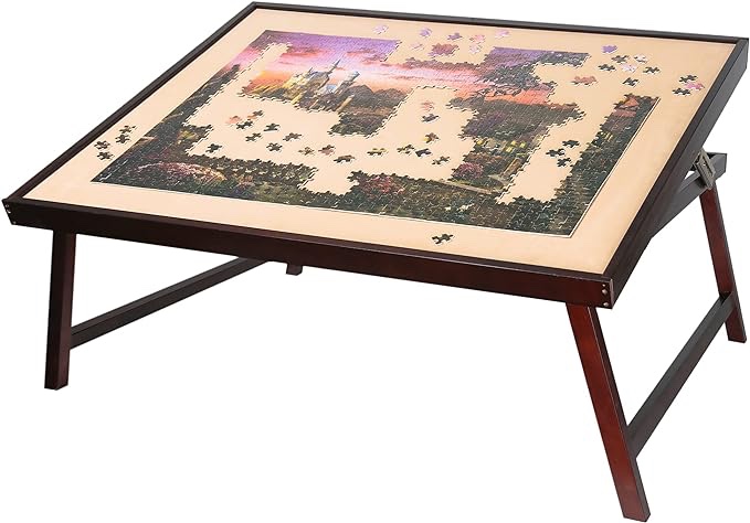 LAVIEVERT 1500 Pieces Wooden Jigsaw Puzzle Table, Adjustable Puzzle Board Puzzle Plateau, Large Portable Tilting Table with Folding Legs & Non-Slip Surface for Adults