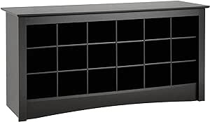 Prepac Shoe Storage Cubbie Bench, 24" x 48" x 16", Black