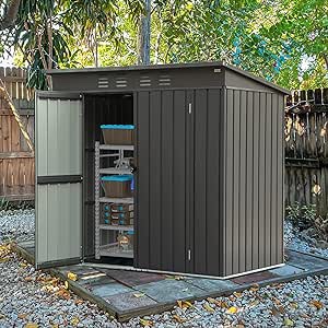 Domi Outdoor Storage Shed 5' x 3', Metal Waterproof Utility Tool Shed Storage House Clearance with Double Lockable Doors & Air Vent for Garden Backyard Patio Lawn  (incomplete, box 1 of 2 only)