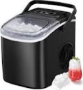 Countertop Ice Maker, 9 Cubes Ready in 6 Mins, 26lbs in 24Hrs, Self-Cleaning Ice Machine with Ice Scoop and Basket, 2 Sizes of Bullet Ice for Home Kitchen Office Bar Party(Black)