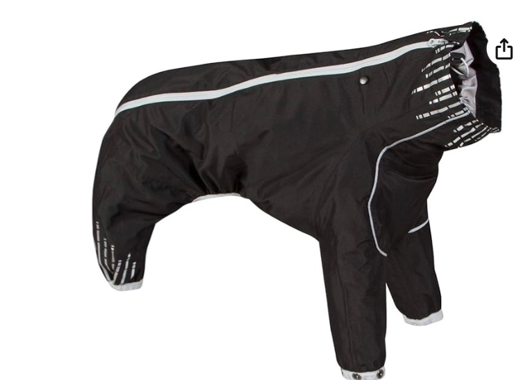 Hurtta Downpour Suit, Weatherproof Dog Rain/Snow Coat, Raven, 50 cm /20