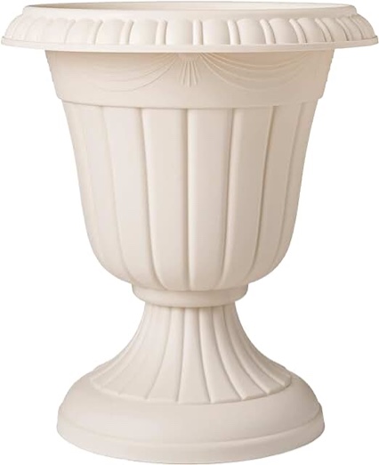 Arcadia Garden Products PL20BG Classic Traditional Plastic Urn Planter Indoor/Outdoor, 10" x 12", Beige, set of 2