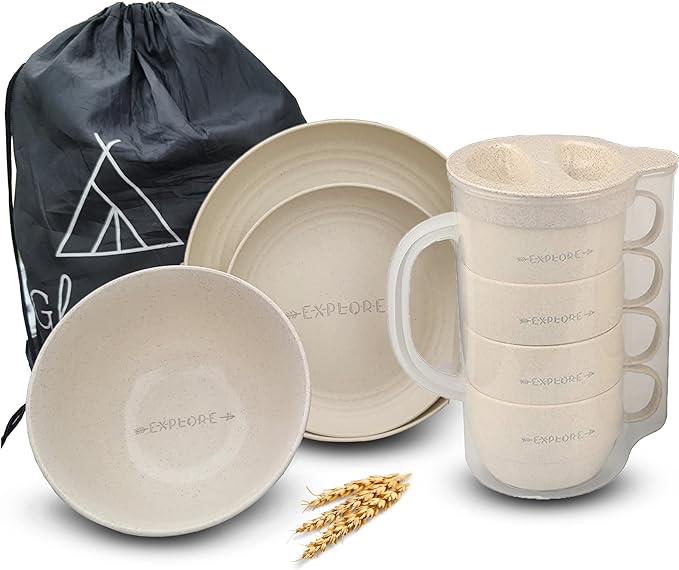 Wheat Straw RV Dinnerware Sets RV dishes Wheat Straw Plates and