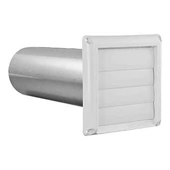 Speedi-Products EX-HLWT 04 4-Inch Diameter Louvered Plastic Hood, White with 11-Inch Long Tailpipe