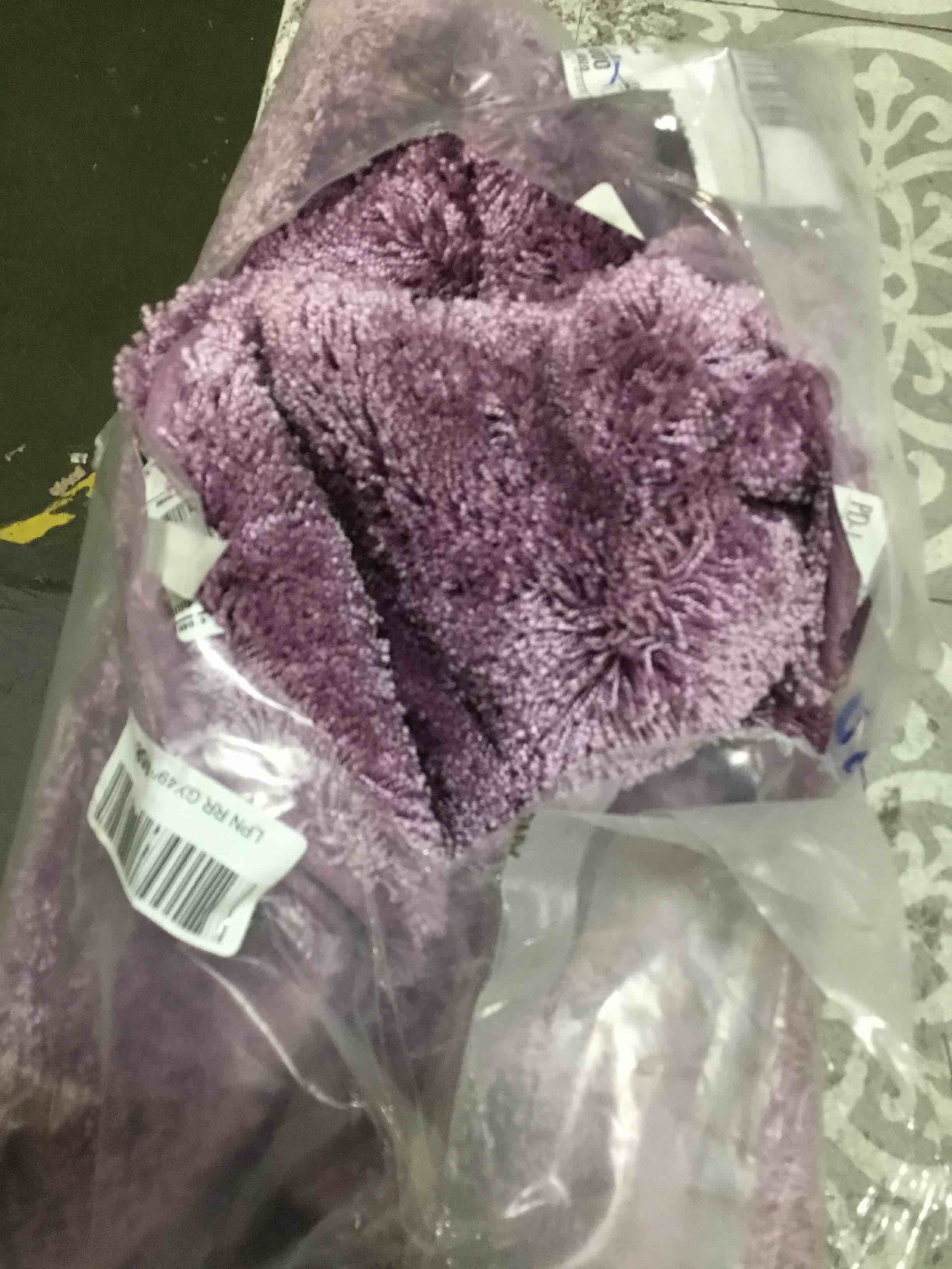 Purple shag bathroom rug 