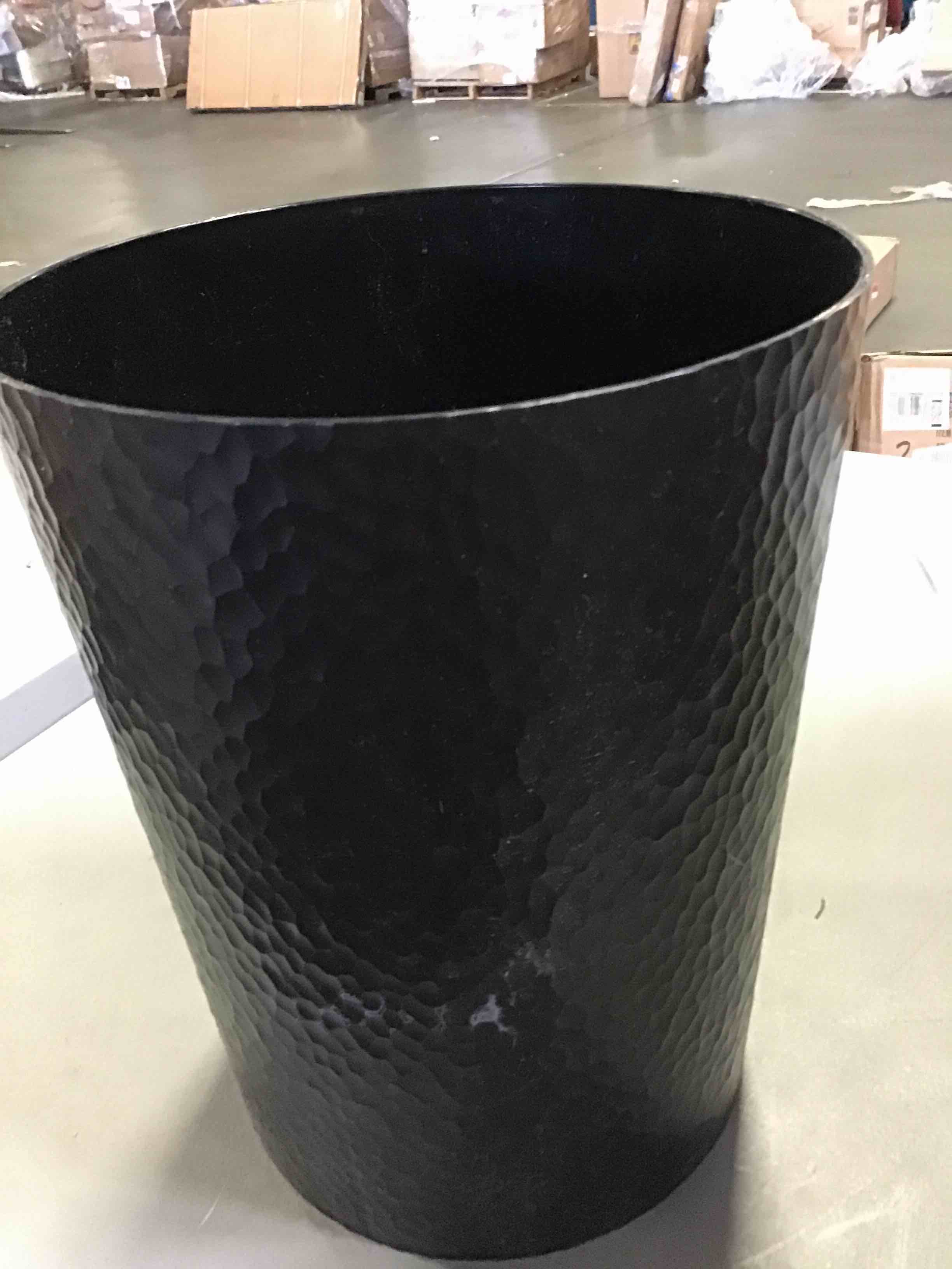 Bath Bliss Hammered Design Waste Bin | Round Open Top | 10 Liter | Bathroom Trash Can | Kitchen | Office | Bedroom | Textured Plastic | Wastebasket | Silver