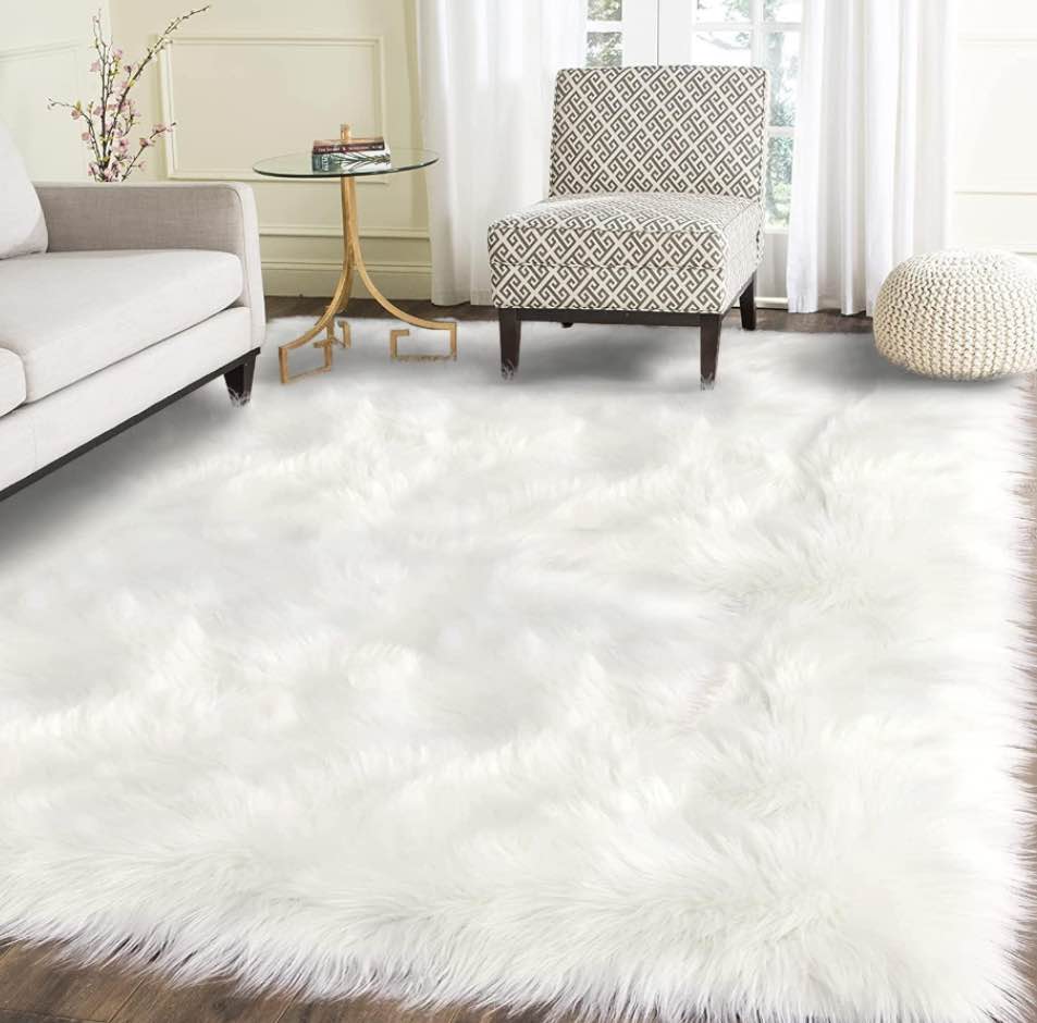 White Shag Rug (size and brand unknown)