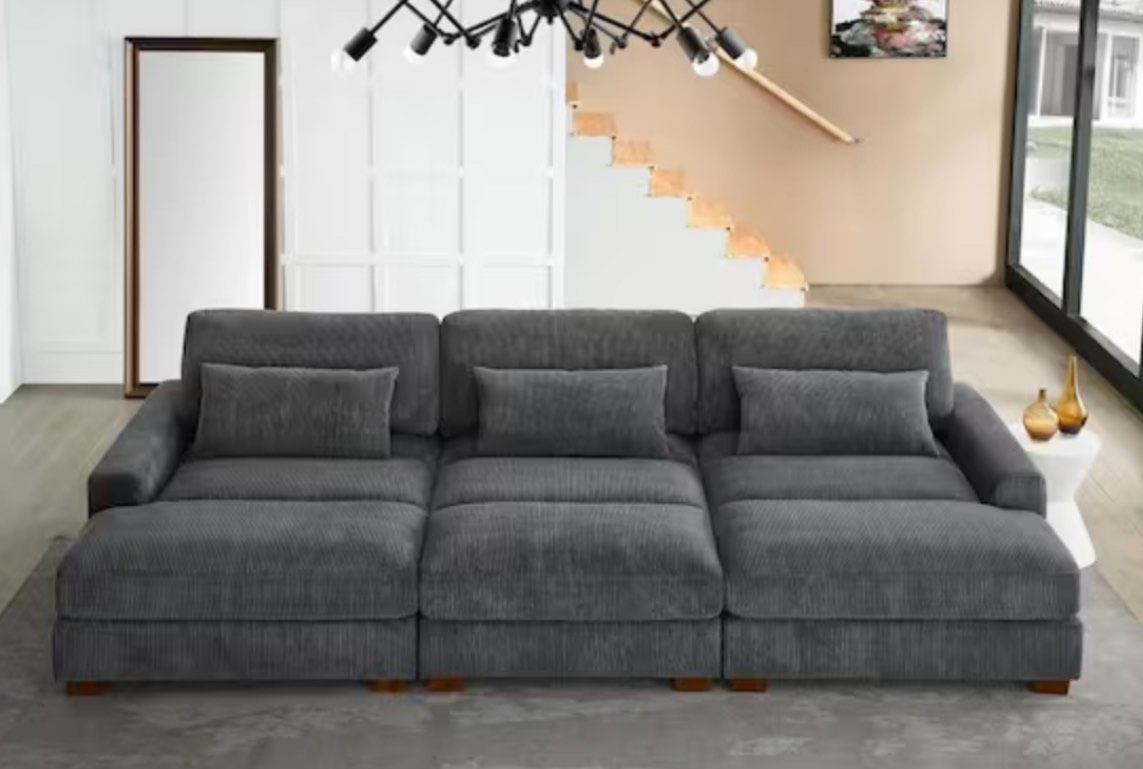 Oversized Sectional Sofa in. Dark Grey(INCOMPLETE SET)