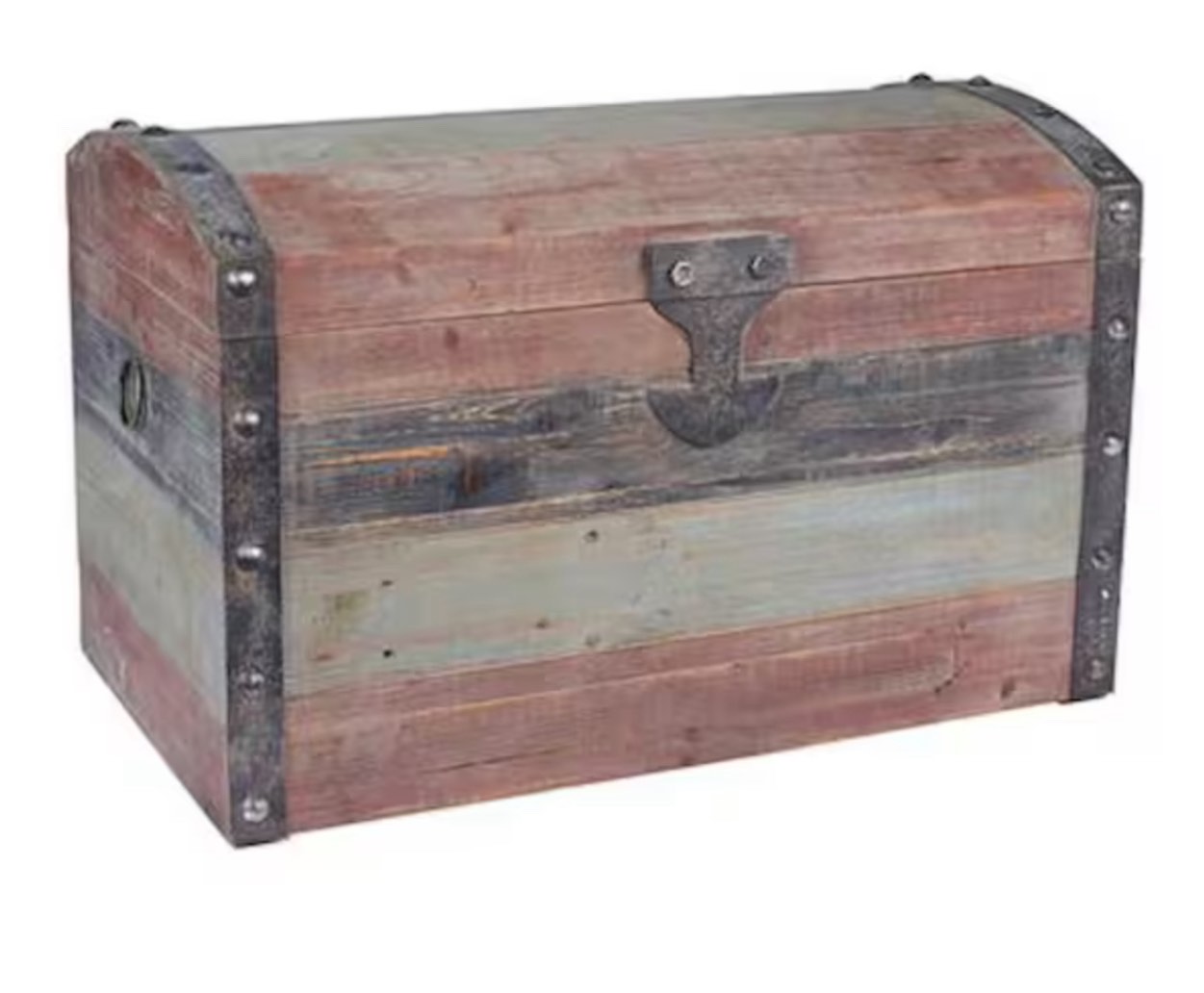18.25 in. Weathered Red,Black and Blue Wood Storage Trunk
