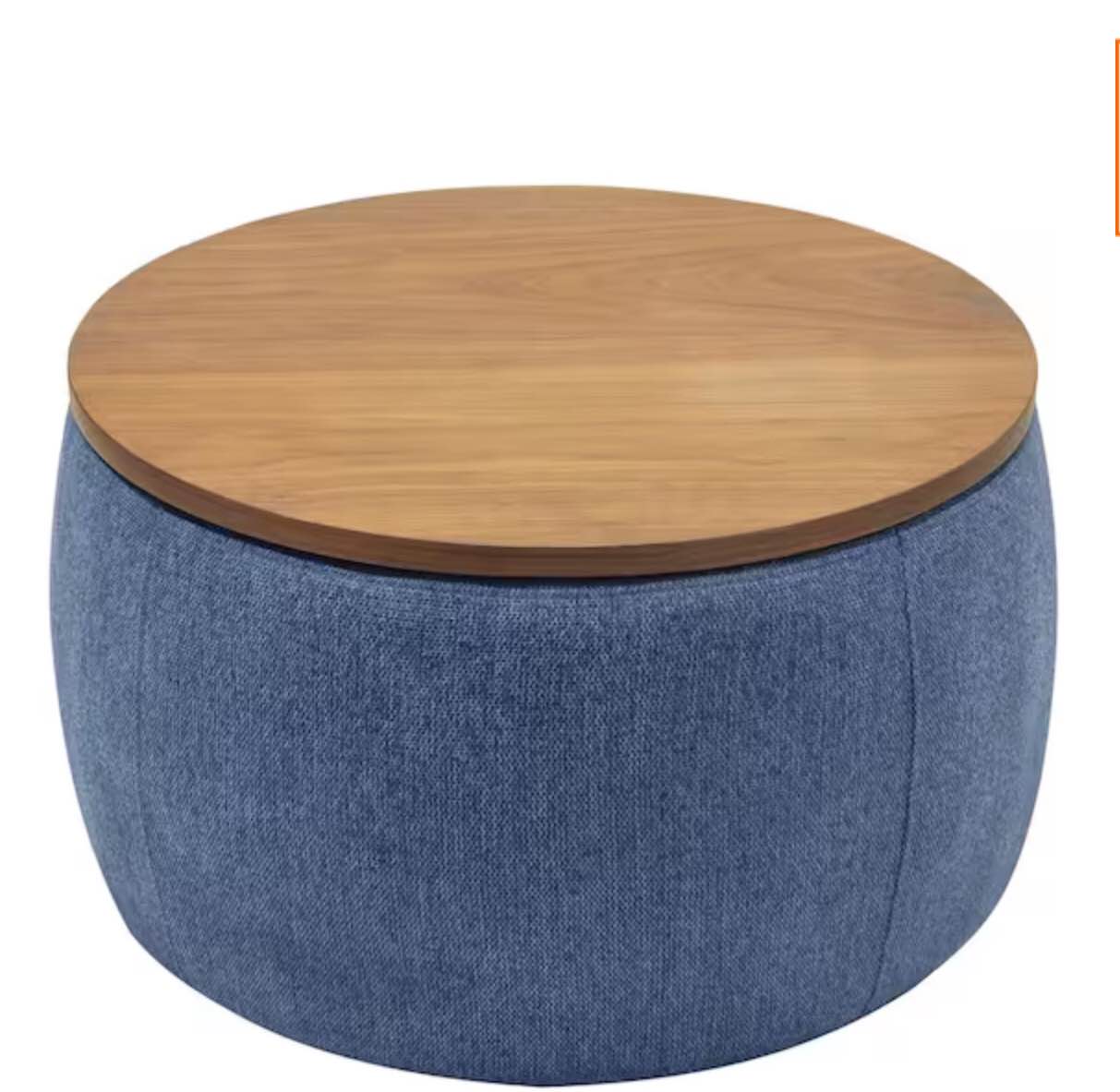 25.5 in. Navy Round MDF End Table, 2 in 1 Function with Storage Ottoman