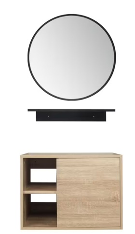 24 in. W x 19 in. D x 17 in. H Vanity Cabinet Only with Mirror in Wood Color