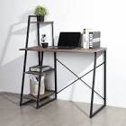 Computer/PC desk in oak and metal, large and refined with integrated shelves