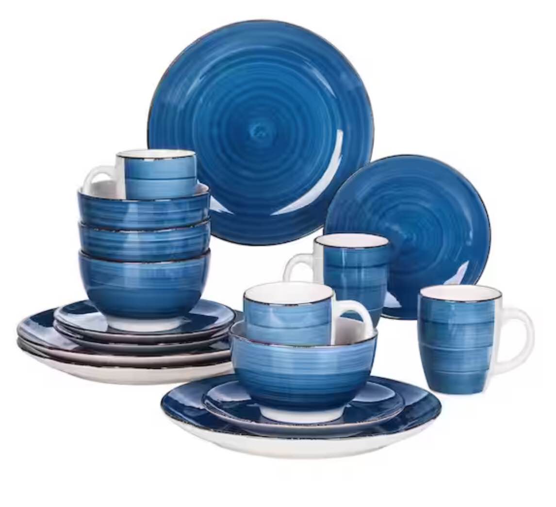 vancasso Bella 16- Piece Blue Porcelain Dinnerware Sets (Service for Set for 4)