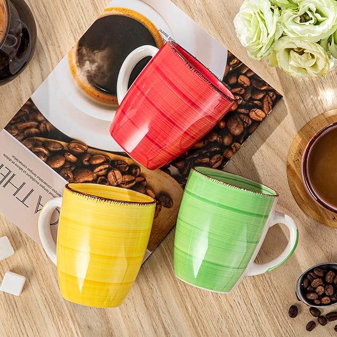 vancasso Bonita 12 Oz Coffee Mugs Set of 4, Ceramic Coffee Cups for Cappuccino, Latte, Tea, Cocoa, Warm Color