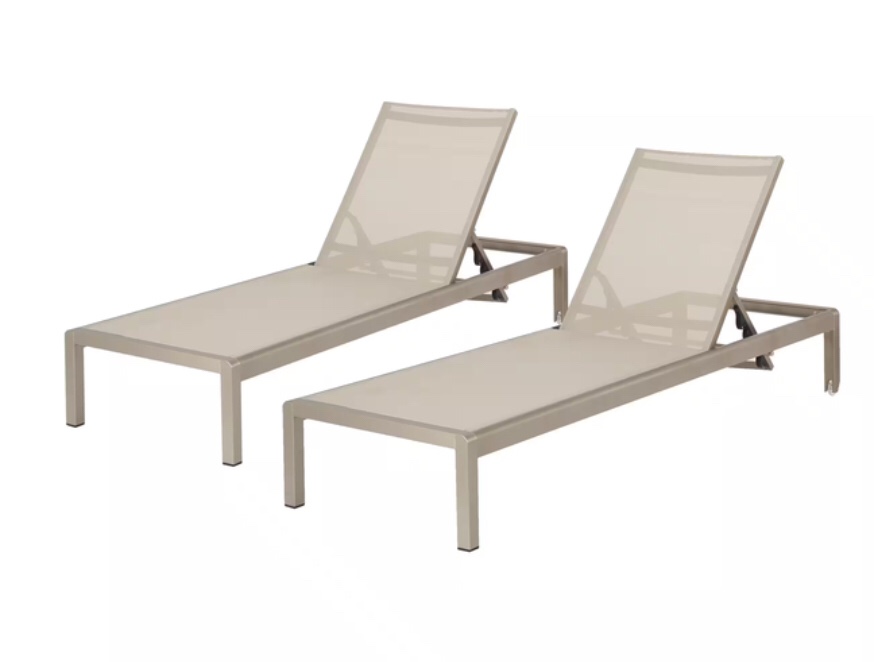 Cape Coral Silver 2-Piece Metal Outdoor Chaise Lounge