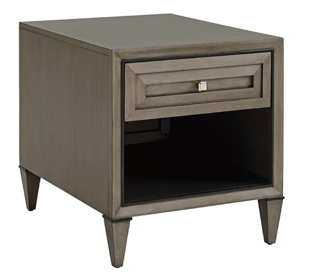 LEXINGTON FURNITURE- ARIANA VERONA RECTANGULAR ONE DRAWER END TABLE IN RICH GRAY FINISH