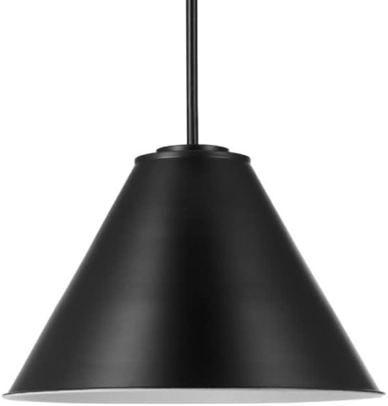 Globe Electric 66007 Irvine 1-Light Pendant Light, Matte Black, White Interior, CEC Title 20 LED Bulb Included, 800 Lumen