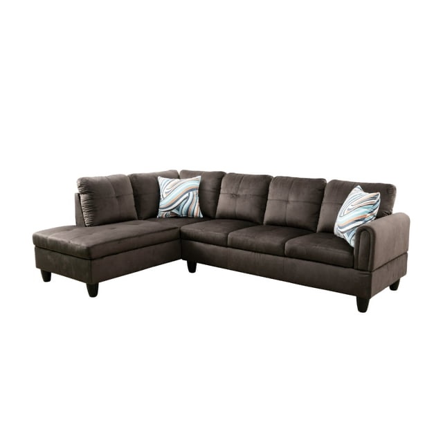 Ponliving 97" 2 Pieces L-Shaped Sectional Sofa With Pillows For Living Room Chocolate Microfiber Left Hand Facing (Incomplete-chaise only)