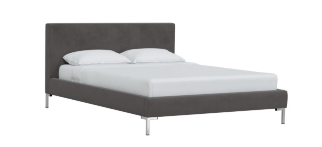 Houzz California King Y Leg Platform Bed, Velvet Otter (RAILS ONLY ,INCOMPLETE)