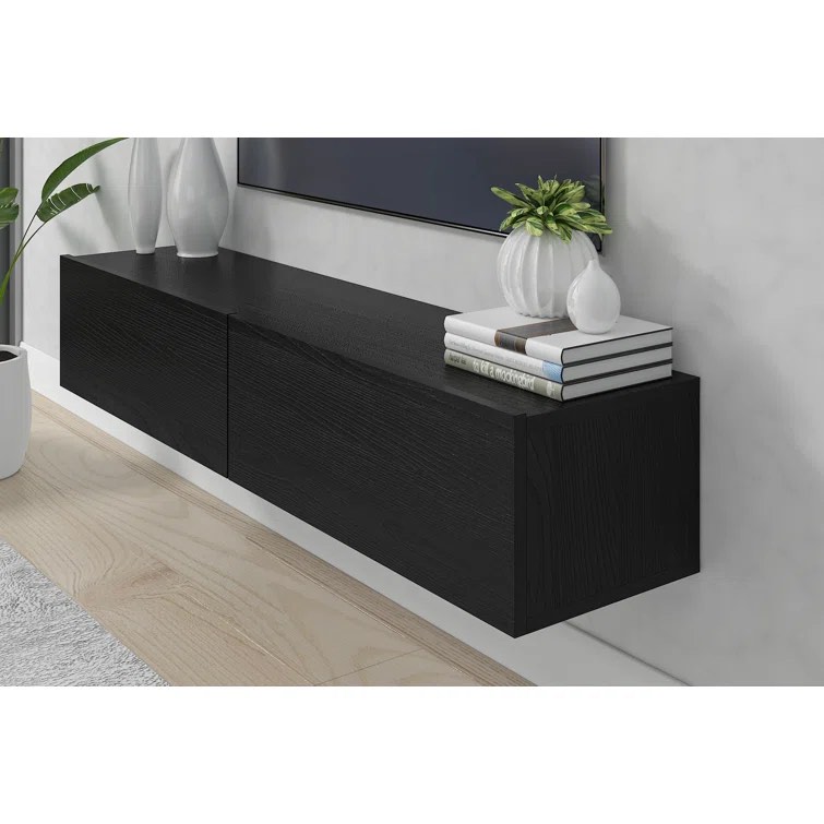 Black Alesandrini 53" Floating TV Stand Up to 70" TV's Wall Mounted Media Console