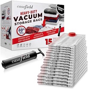 Casafield 15 Vacuum Storage Bags - Variety Pack (3 SM, 3 MD, 3 LG, 3 XL, 3 Jumbo) 