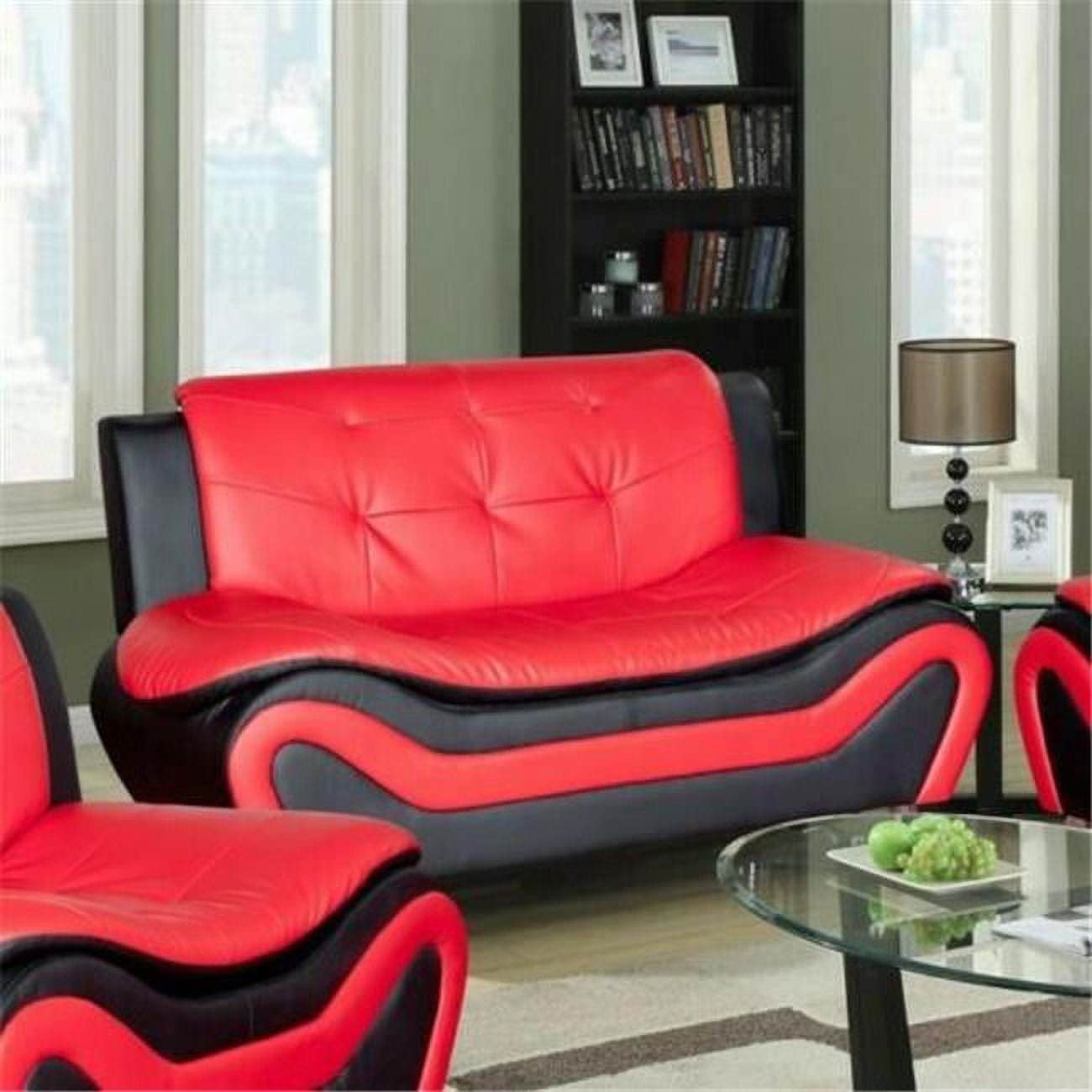 Golden Coast Furniture F4503L Classic Loveseat, Black & Red Large